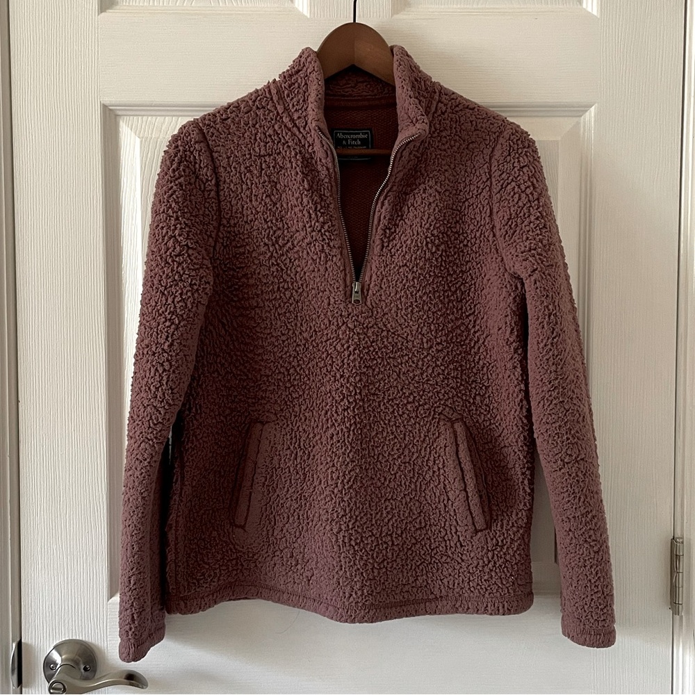 Abercrombie & Fitch Mauve Quarter Zip Sherpa Fleece